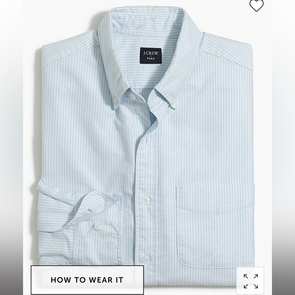 NWT J. Crew Ludlow Blue and White Flex Oxford Tall Men